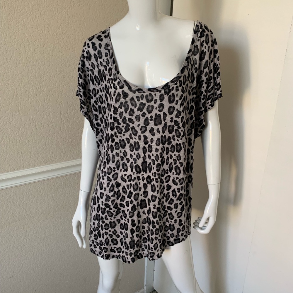 JOIE NEW! Animal Print Linen Knit Tunic Sweater L